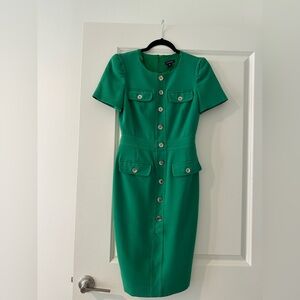Karen Millen Green Military Style Button Midi Dress
